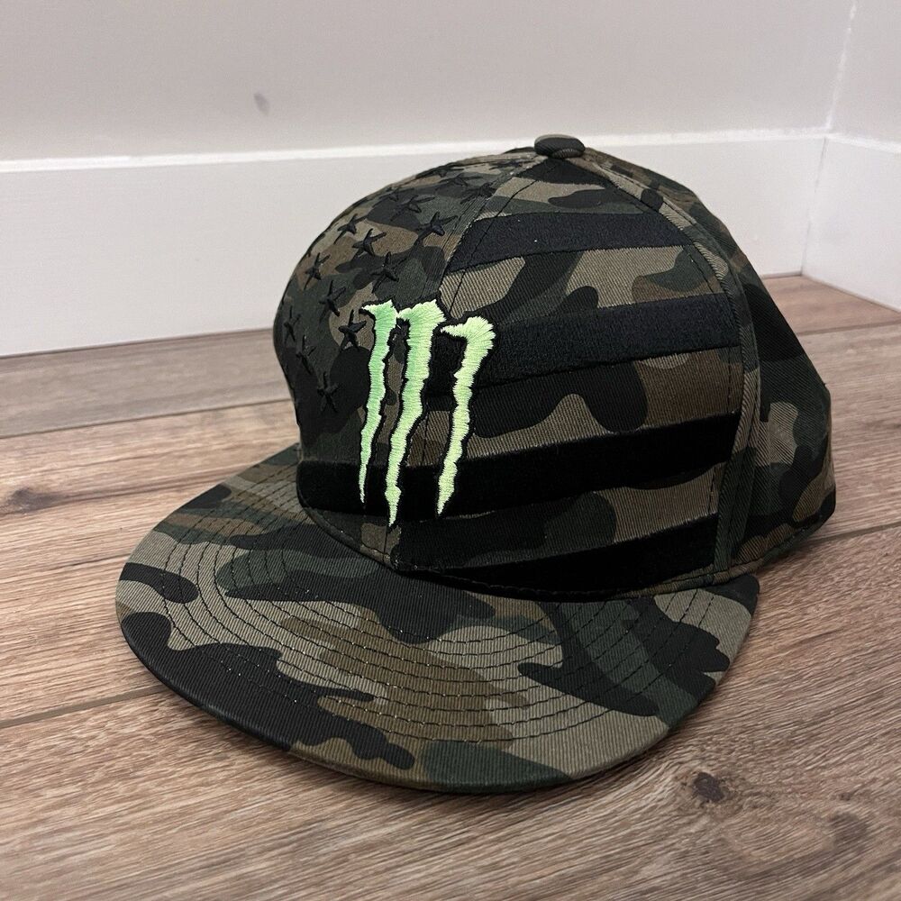 Monster Energy Camo USA Flag Snapback Hat Cap Camouflage New Era 9fifty Racing